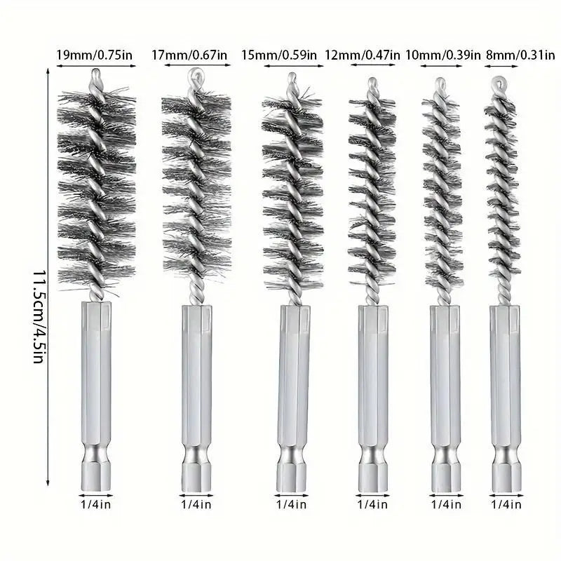 6-Piece Stainless Steel Wire Tube Brush Set – Deburring & Polishing Wire Tube Brush Set Babs
