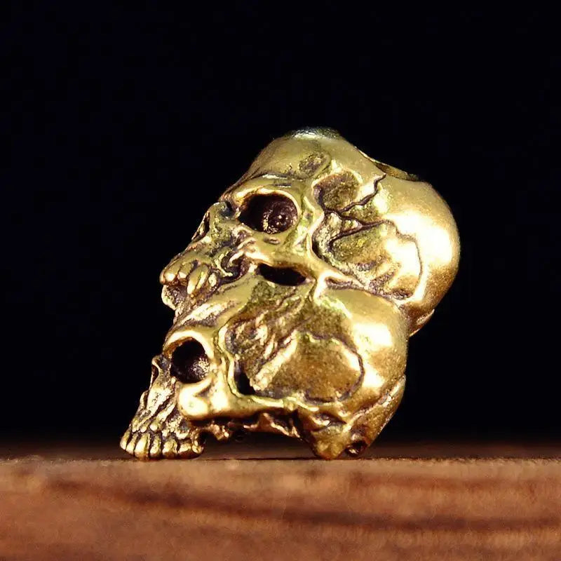 Brass Double Layer Skull Knife Bead EDC Paracord Lanyard Pendant Brass Lanyard Pendant Babs