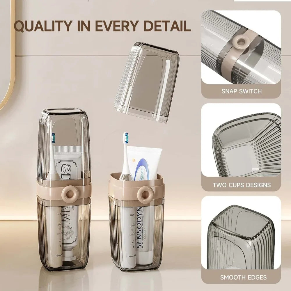 2-in-1 Travel Toothbrush Holder Soap Case & Leakproof Rinse Cup Toothbrush Travel Case Babs