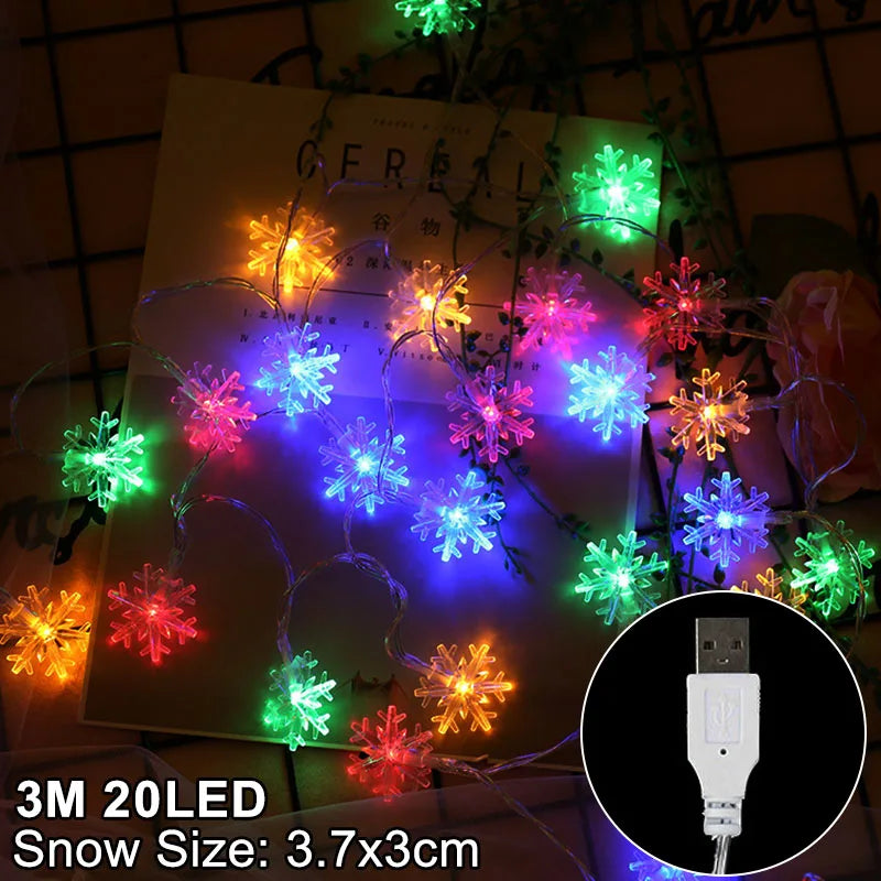 Snowflake LED Christmas Garland Light – USB & Battery Powered LED Christmas Garland Babs 3m multicolor snow 1