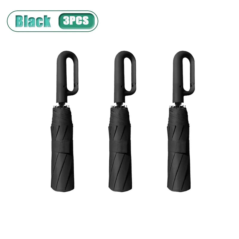 Automatic Windproof UV Folding Umbrella – 1 or 3 Pack Folding Umbrella Babs Iron 10K Black-3PCS