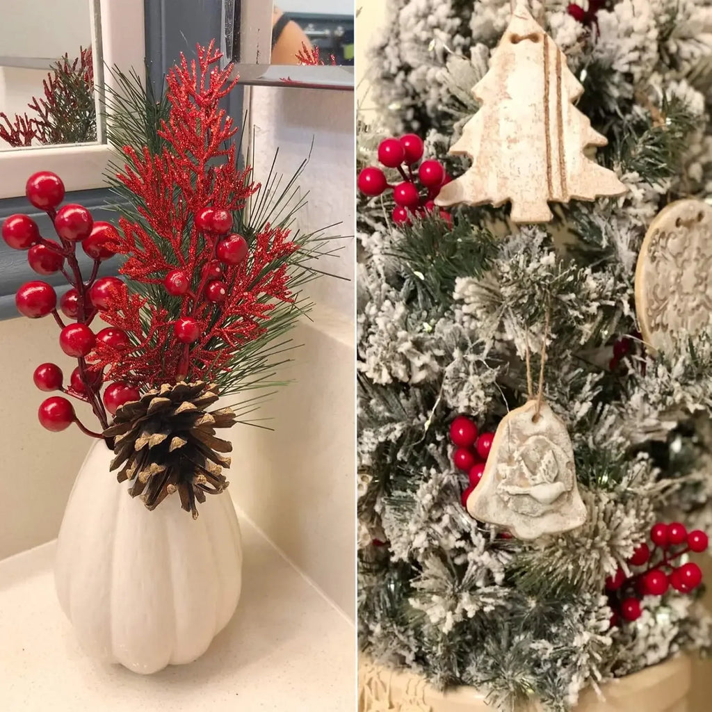 Artificial Holly Berry Picks & Snow Spray Stems | Christmas Decor Christmas Berry Picks Babs