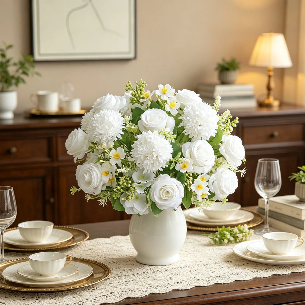 Artificial Silk Hydrangea & Rose Bouquet 2/4pcs – Home Decor Artificial Flower Bouquet Babs