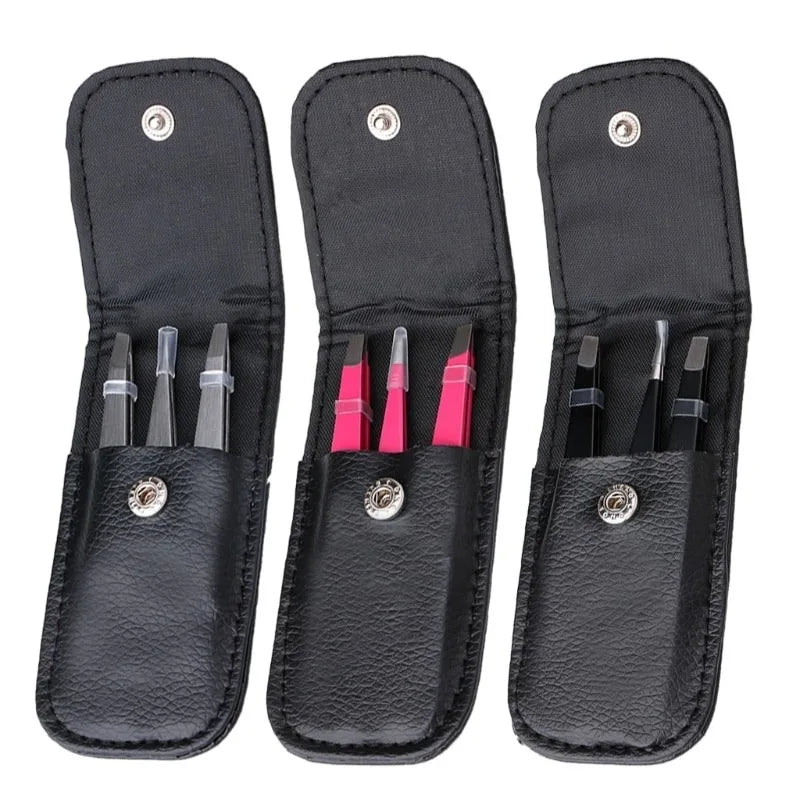 3-Piece Angled Stainless Steel Eyebrow Tweezer Set | Professional Eyebrow Tweezer Set Babs
