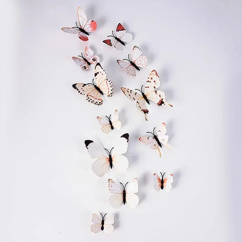 12Pcs 3D Butterfly Wall Stickers – Home & Wedding Décor 3D Wall Stickers Babs White