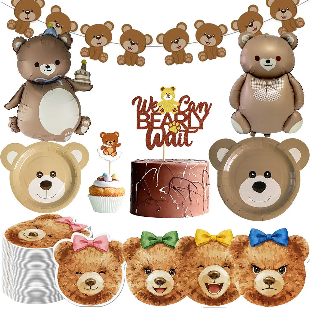 Teddy Bear Party Supplies – Plates, Napkins, Balloon & Decor Party Supplies Set Babs