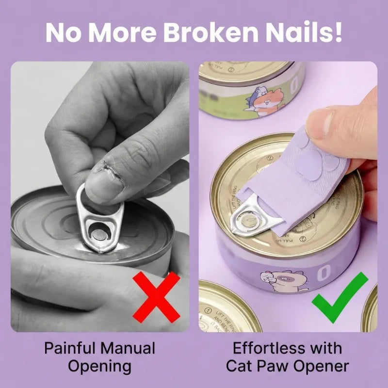 Cat Paw Ring Pull Can Opener – Nail-Safe Pet Food Tool Pet Food Can Opener Babs