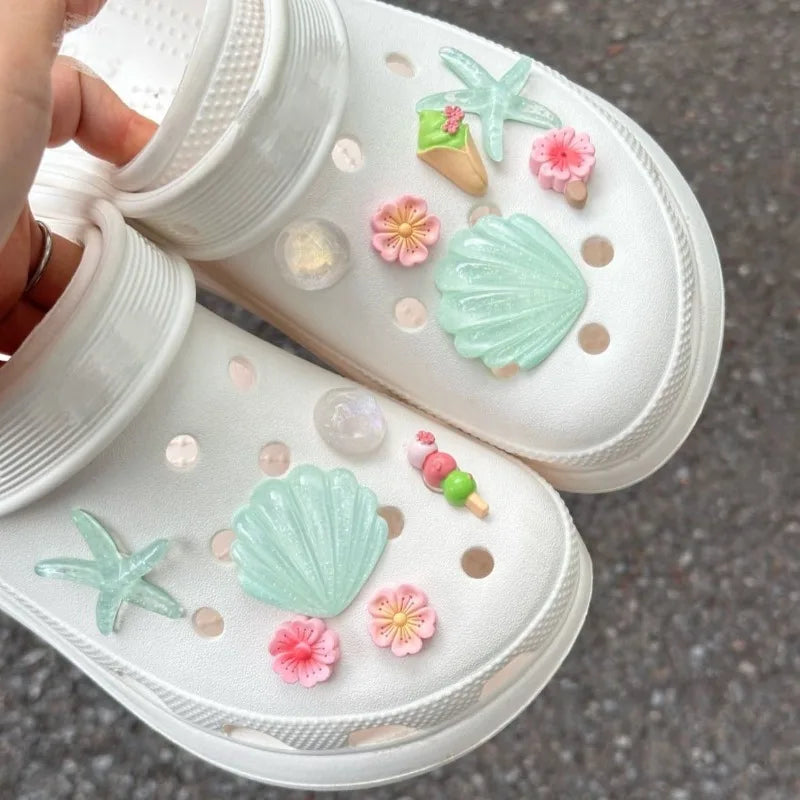 Shell Starfish Cherry Blossom Shoe Charms – Pink & Mint DIY Shoe Charms Babs