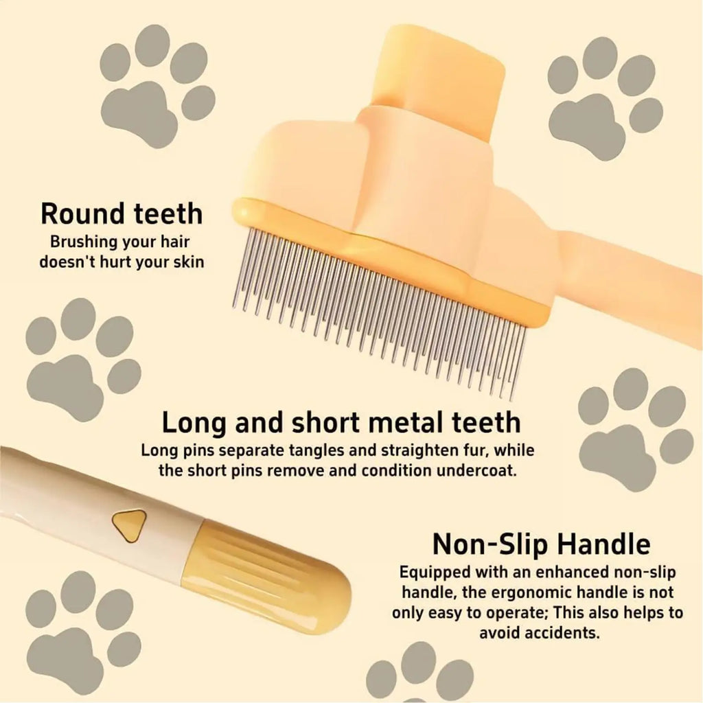 Self-Cleaning Dog & Cat Grooming Comb | One-Button Hair Remover Pet Grooming Comb Babs