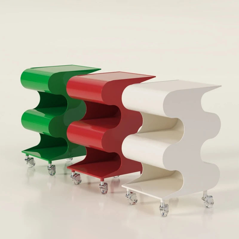 Movable Coffee Table with Storage & Rollers – Modern Side Table Rolling Side Table Babs