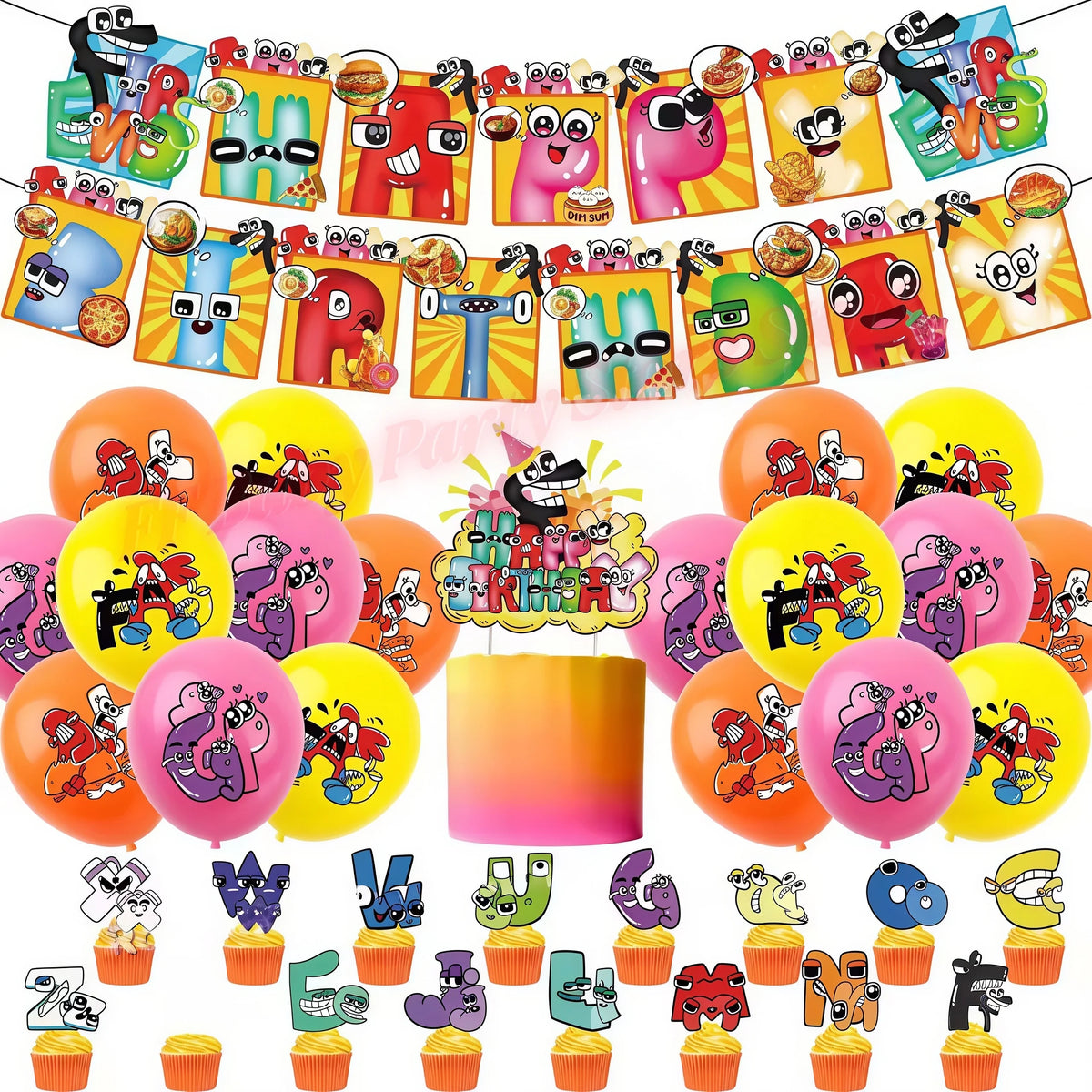 Alphabet Lore Birthday Party Supplies – Balloons & Backdrop Set Party Decoration Set Babs 1set 12inch