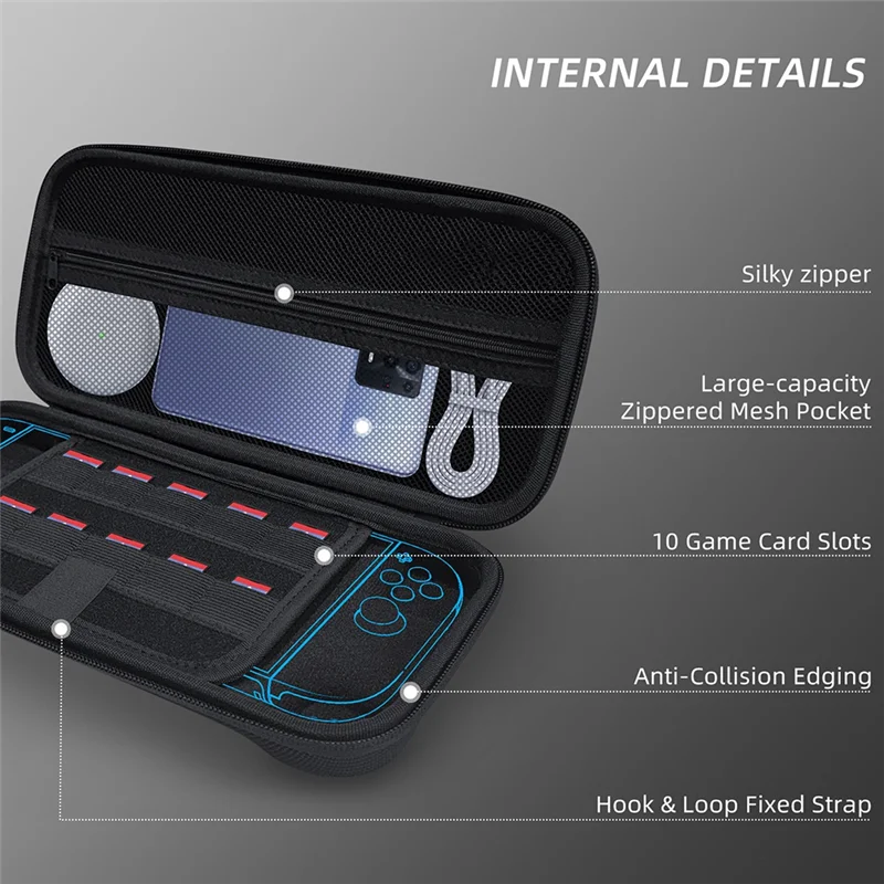 Switch 2 Hard Shell Carrying Case – Travel Pouch & Accessories Bag Console Carrying Case Babs Black