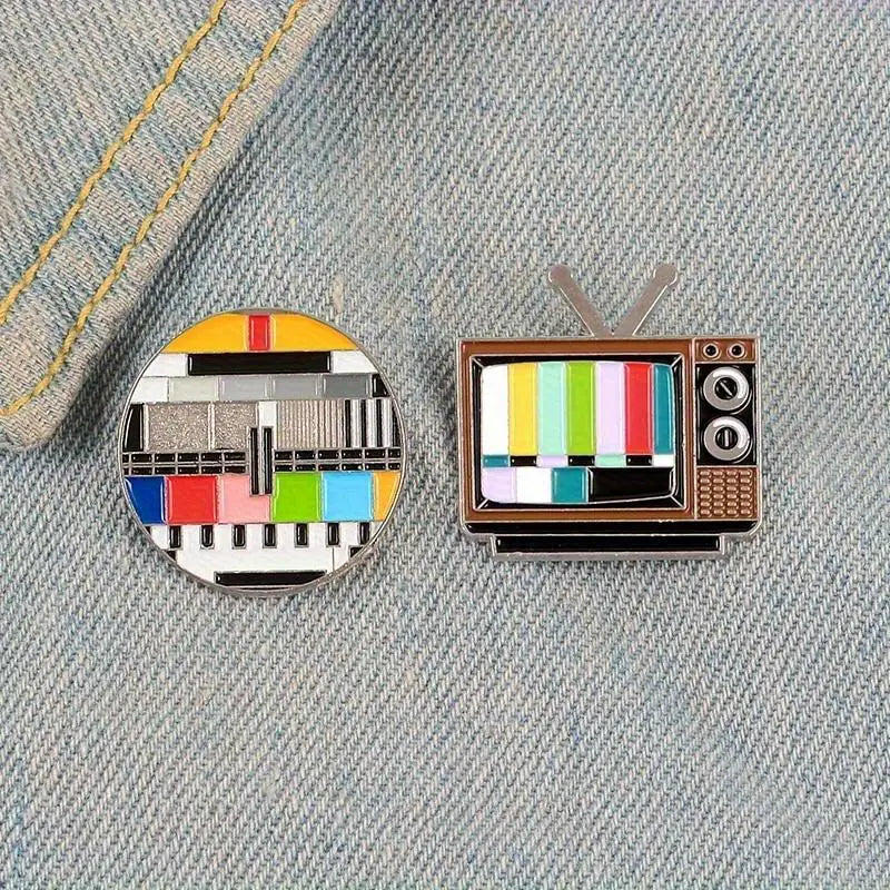 2pc No Signal Enamel Pin Set – Retro TV Brooches & Badges Enamel Pin Brooch Babs