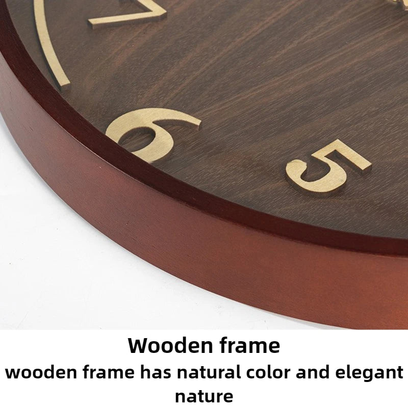 Vintage Wooden Wall Clock – Silent Quartz Round 30/35cm Wooden Wall Clock Babs