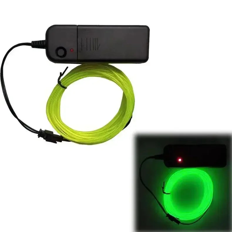 EL Wire Neon LED Glow Cable – DIY Costume, Car & Party Decor EL Wire Glow Cable Babs fluorescent green 2m length