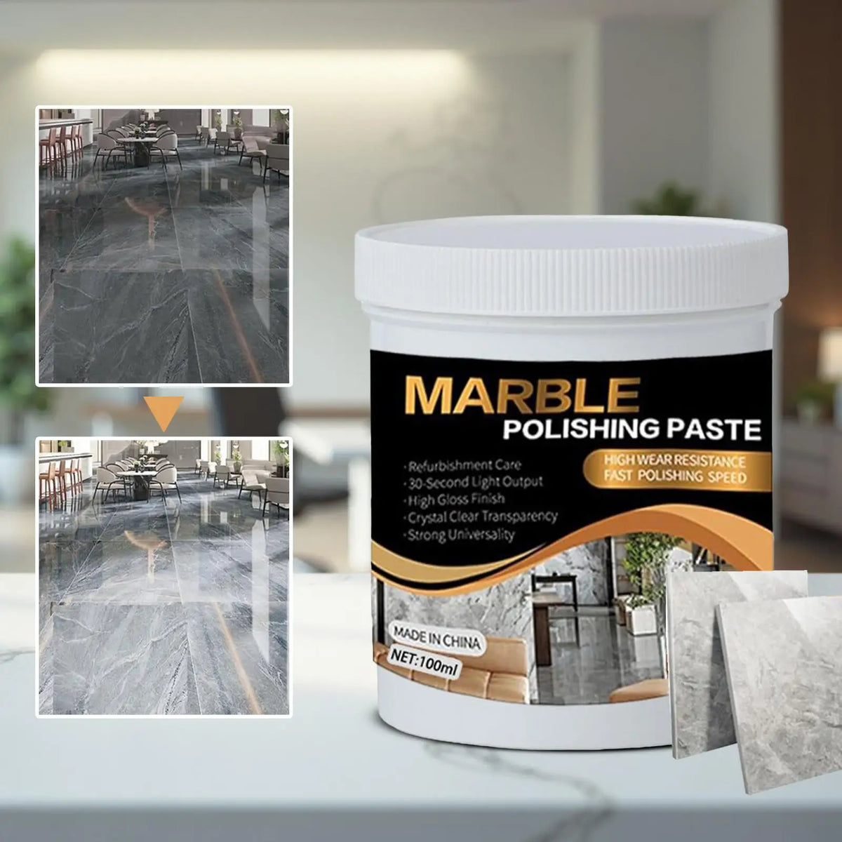 Stone Polishing Wax – Granite, Marble & Quartz Shine Restorer Stone Polish Wax Babs