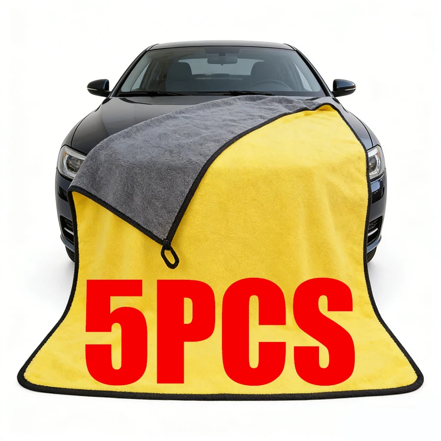 5-Pack Microfiber Car Wash Towels – Soft Double-Layer Cloths Microfiber Cleaning Towels Babs