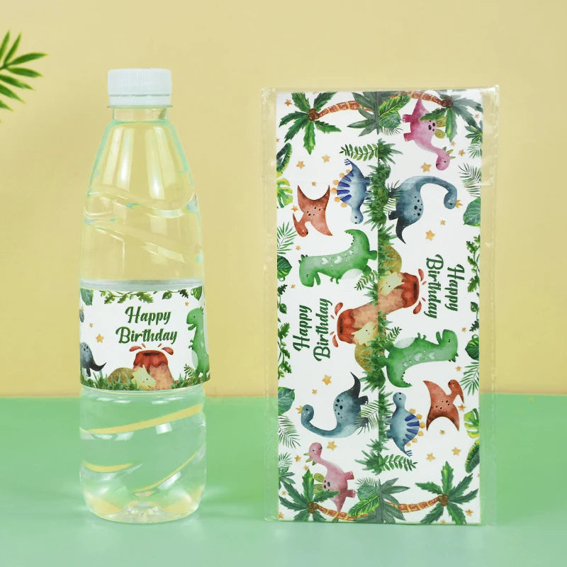 Dinosaur Party Water Bottle Sticker Labels – 12/24 Pcs Kids Party Bottle Stickers Babs