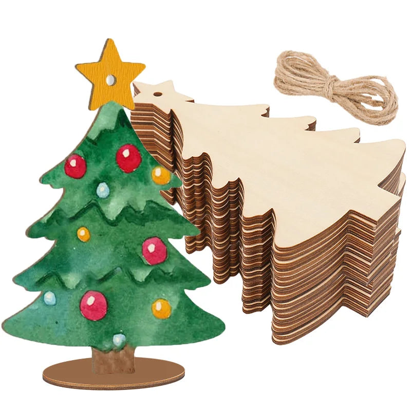 DIY Unfinished Wood Christmas Tree Ornaments – Kids Craft Set DIY Craft Ornament Kit Babs Xmas Tree 10Pcs