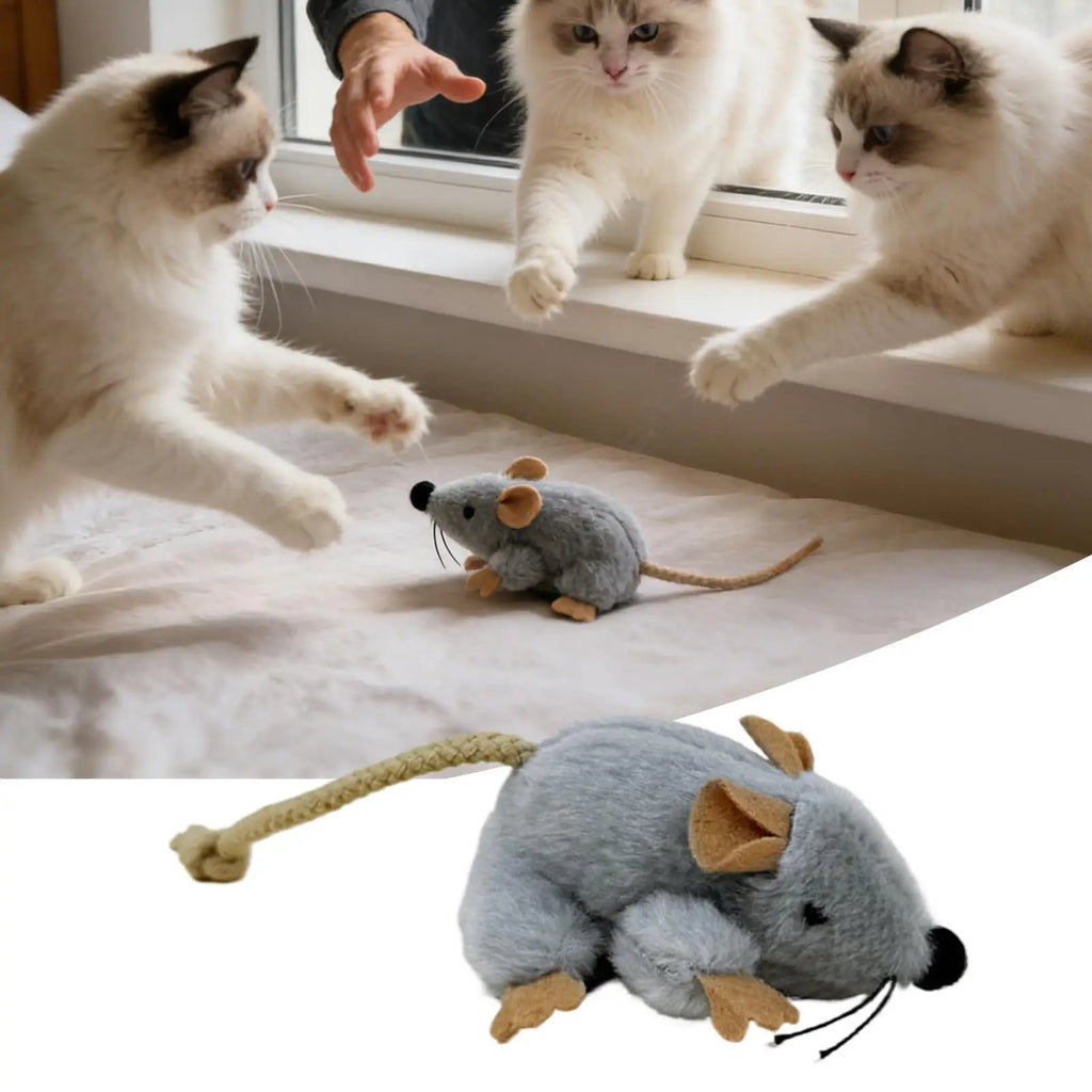 Interactive Plush Mouse Cat Toy – Kitten Chew & Play Cat Plush Toy Babs