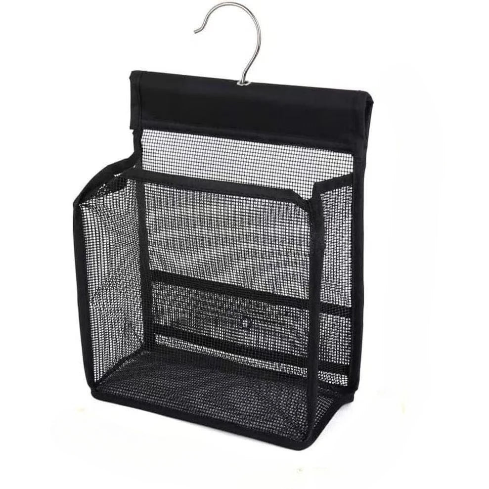 Black Mesh Clip Hanging Storage Bag – Closet & Bathroom Hanging Storage Bag Babs black