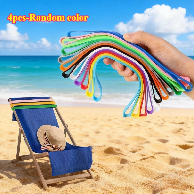 4-Pack Elastic Beach Towel Clips & Tie Straps – Pool Party Beach Towel Clips Babs