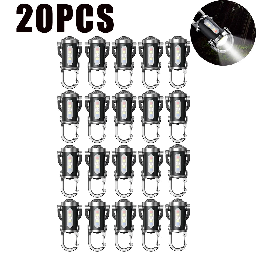 Rechargeable COB Keychain Flashlight 7 Modes – Emergency Work Light Keychain Flashlight Babs 20PCS