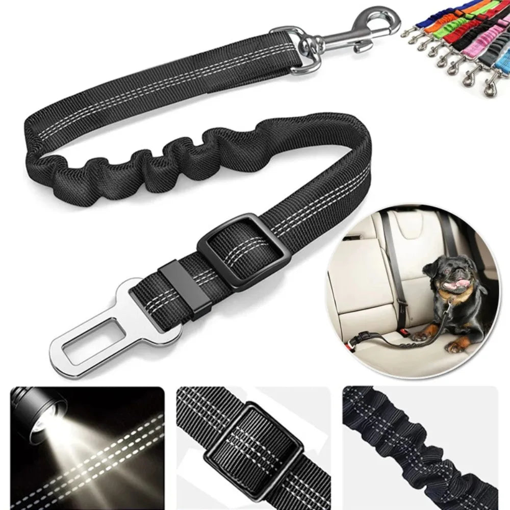 Reflective Dog Seat Belt – Adjustable Nylon Bungee Car Harness Dog Car Harness Babs