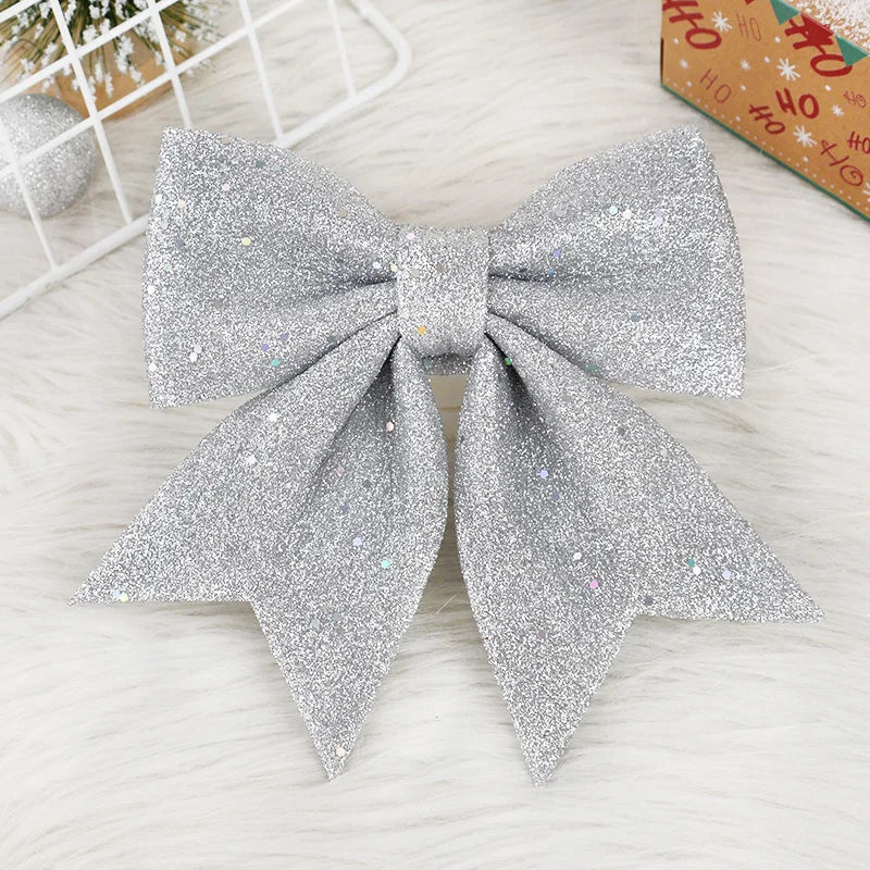Large Glitter Christmas Bow Ornament – Red & Gold Xmas Decor Christmas Bow Ornament Babs A02 18x21cm