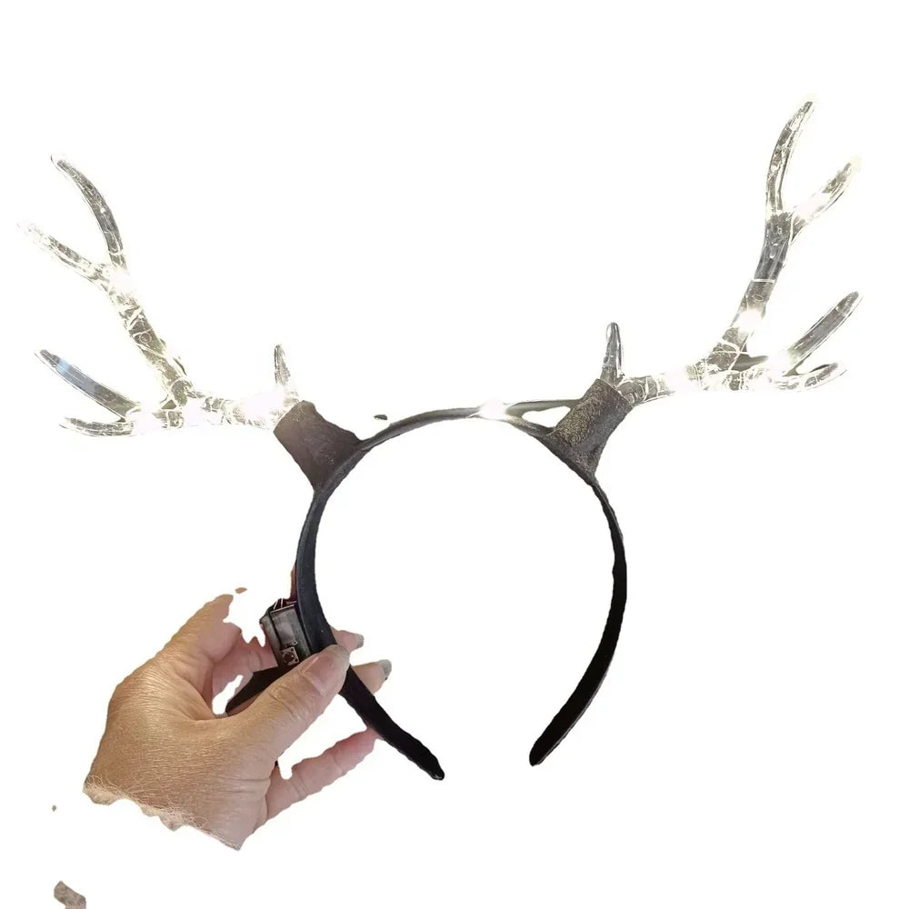 LED Crystal Antler Headband – Halloween & Christmas Party LED Party Headband Babs
