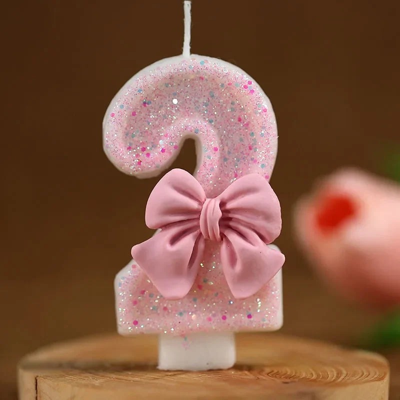 Pink Bow 3D Number Cake Candles – Birthday Party Decoration Number Cake Candles Babs 2
