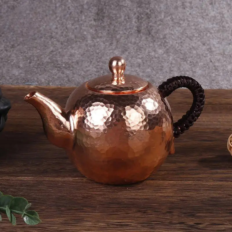 Handmade Red Copper Kung Fu Teapot – 1L Antique Design Copper Teapot Babs red copper
