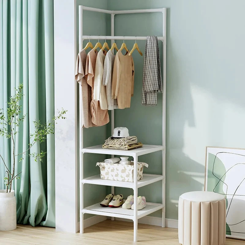 Corner Clothes Rack Multi-Tier Adjustable Standing Coat Hanger Corner Coat Rack Babs