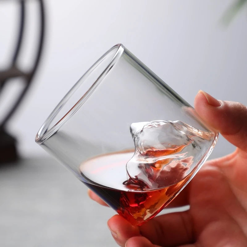 Mountain Range Whiskey Glass – 3D Borosilicate Drinkware Whiskey Glass Babs