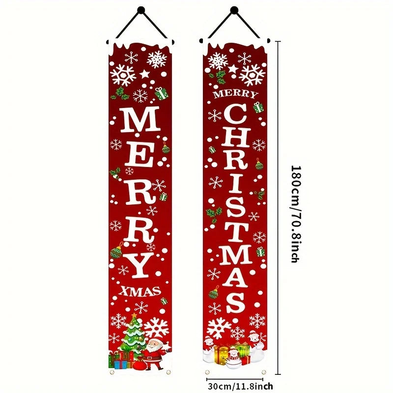 Christmas Banners Pair – 180cm Holiday Home & Garden Decor Holiday Banner Decor Babs