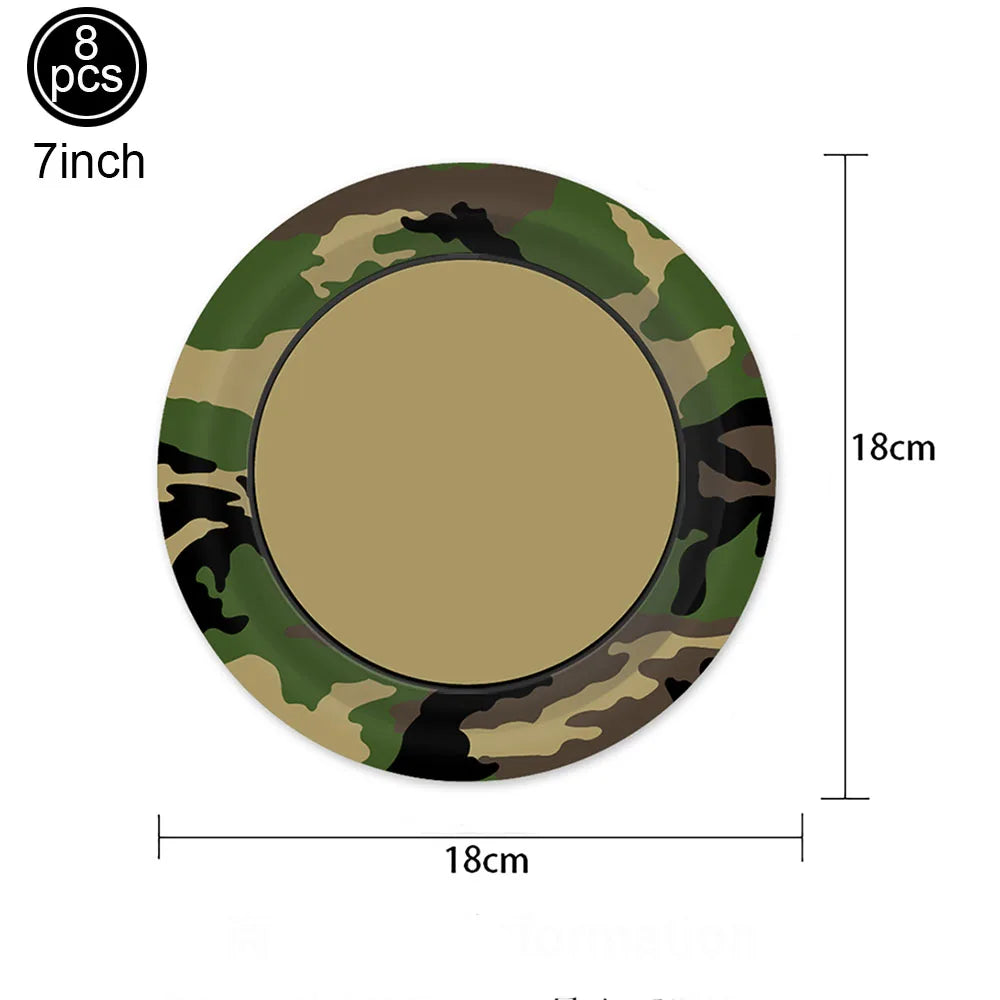 Military Camo Party Supplies – Plates, Cups & Balloons Set Party Tableware Set Babs 7inch plate 1 As pictures show
