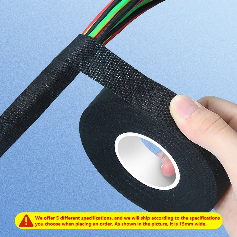 Automotive Wire Harness Cloth Tape – Heat Resistant, 10m Wire Harness Tape Babs black 15 mm 10 m