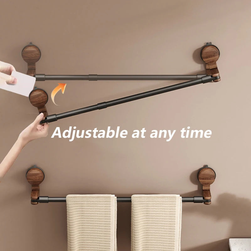 No-Drill Retractable Towel Rack – Walnut Wood & Aluminum Wall Towel Rack Babs