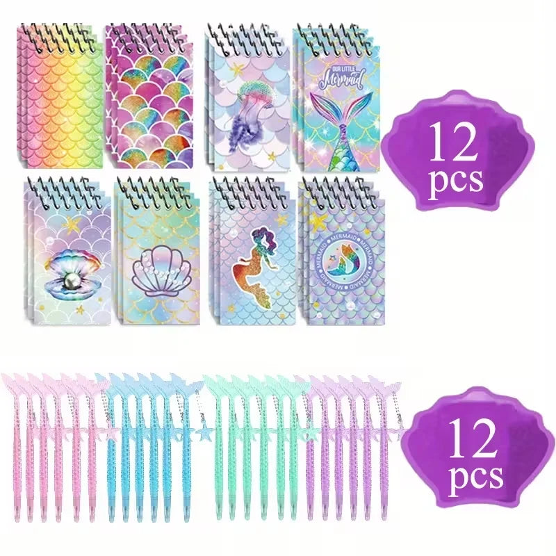 Mermaid Theme Notebooks & Pens – Kids Ocean Party Favors 8/12 Sets Party Favor Set Babs