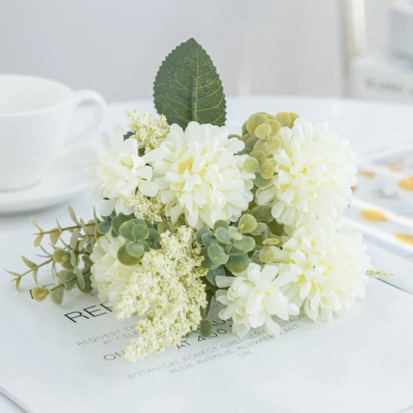 Artificial Silk Lavender Chrysanthemum Bouquet | Wedding & Home Decor Artificial Flower Bouquet Babs WHITE 1 pc
