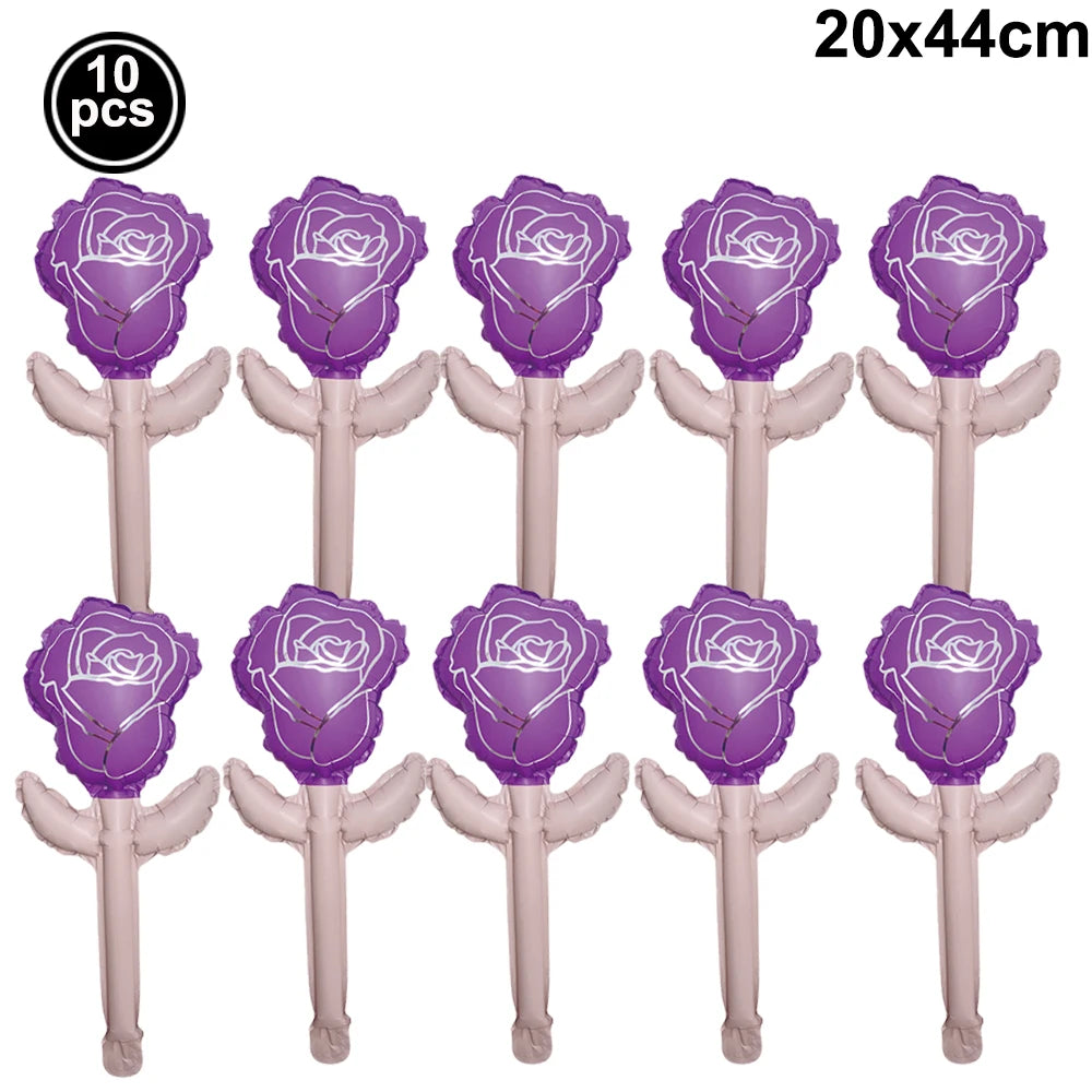 10pcs Mini Rose Flower Balloons – Wedding & Party Décor Foil Party Balloons Babs iridescent As pictures show