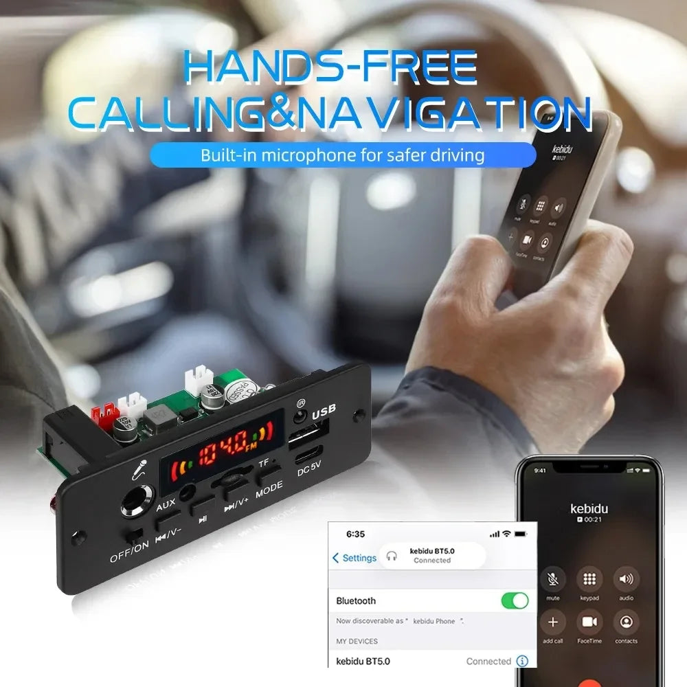 KEBIDUMEI Bluetooth 5.0 Amplifier MP3 FM Radio Decoder Board 10W Bluetooth Amplifier Board Babs