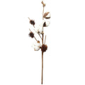 Artificial Cotton Branch Stems 4 Heads 49cm – Floral Decor Artificial Flower Stem Babs White