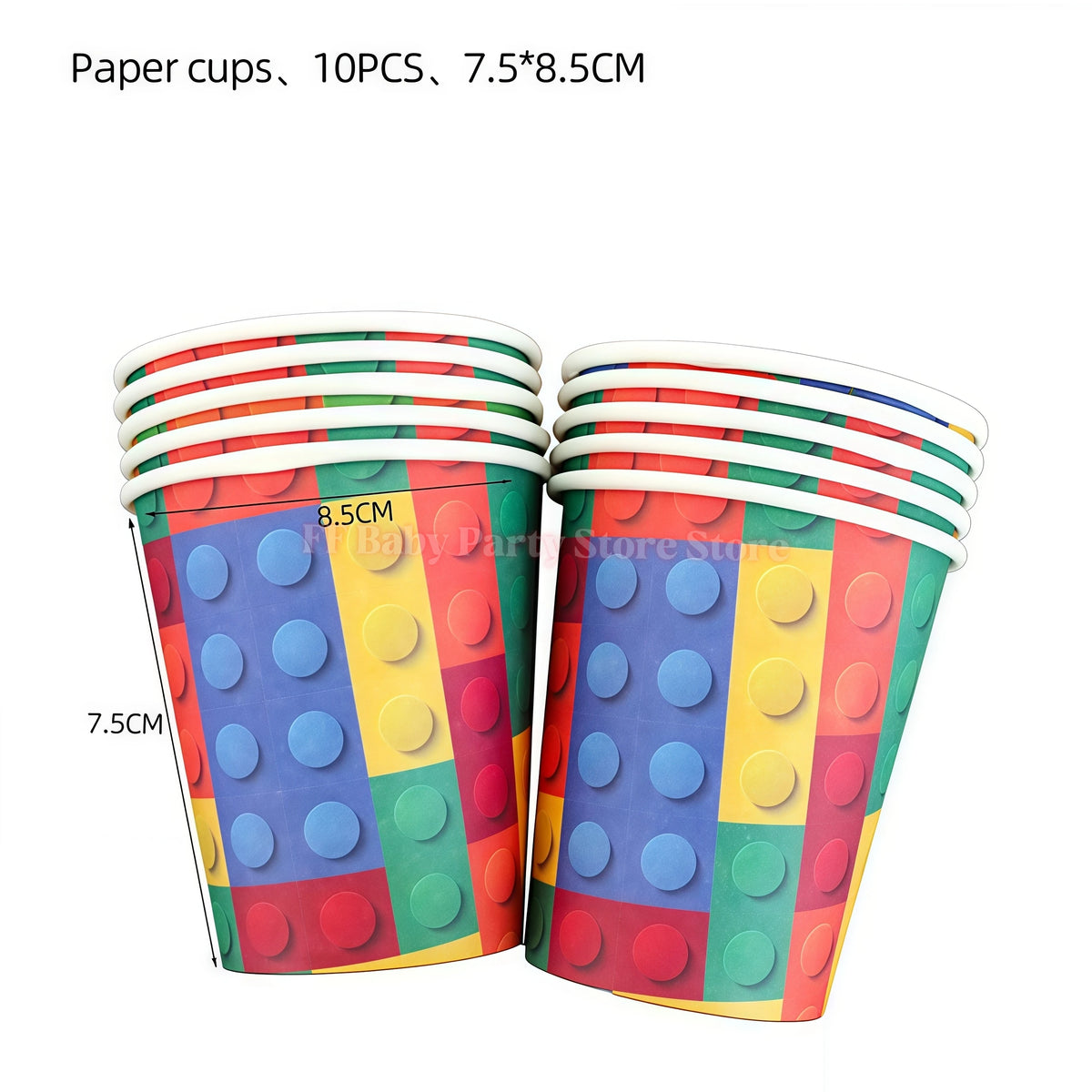Building Blocks Birthday Party Kit – Plates, Cups, Balloons Party Tableware Kit Babs 10pcs Cups 1