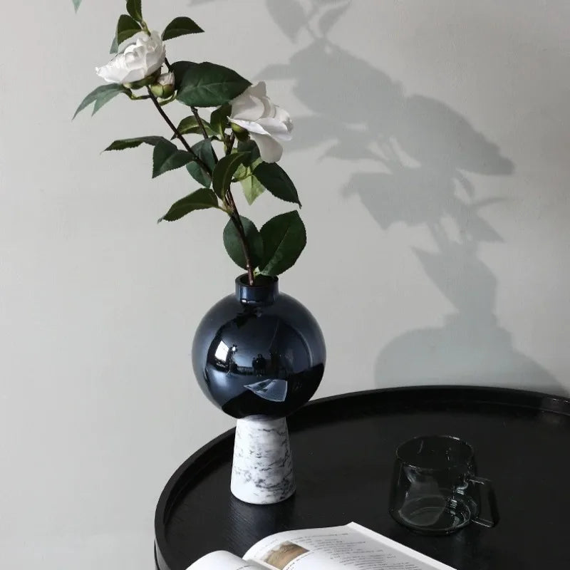 Glass Marble Vase – Modern Luxury Decorative Flower Bottle Decorative Glass Vase Babs