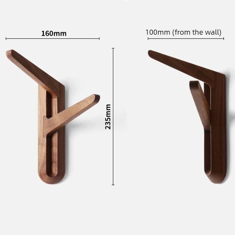 Wall-Mount Solid Rosewood Coat Rack – Modern Entryway Hanger Wall Coat Rack Babs Brown