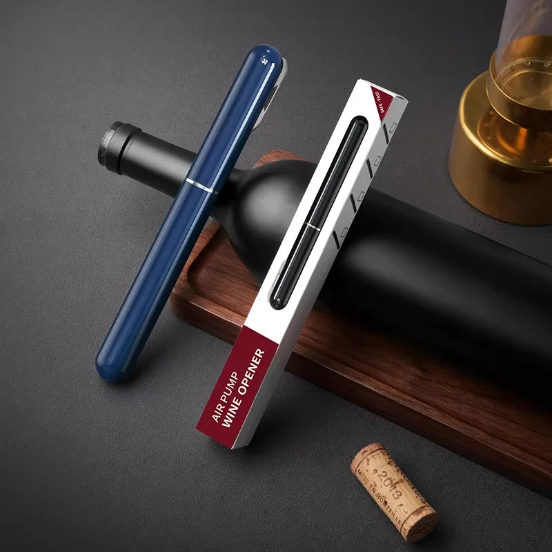 2-in-1 Air Pressure Wine Opener & Foil Cutter – Portable Wine Opener Babs Pen Corkscrew Blue
