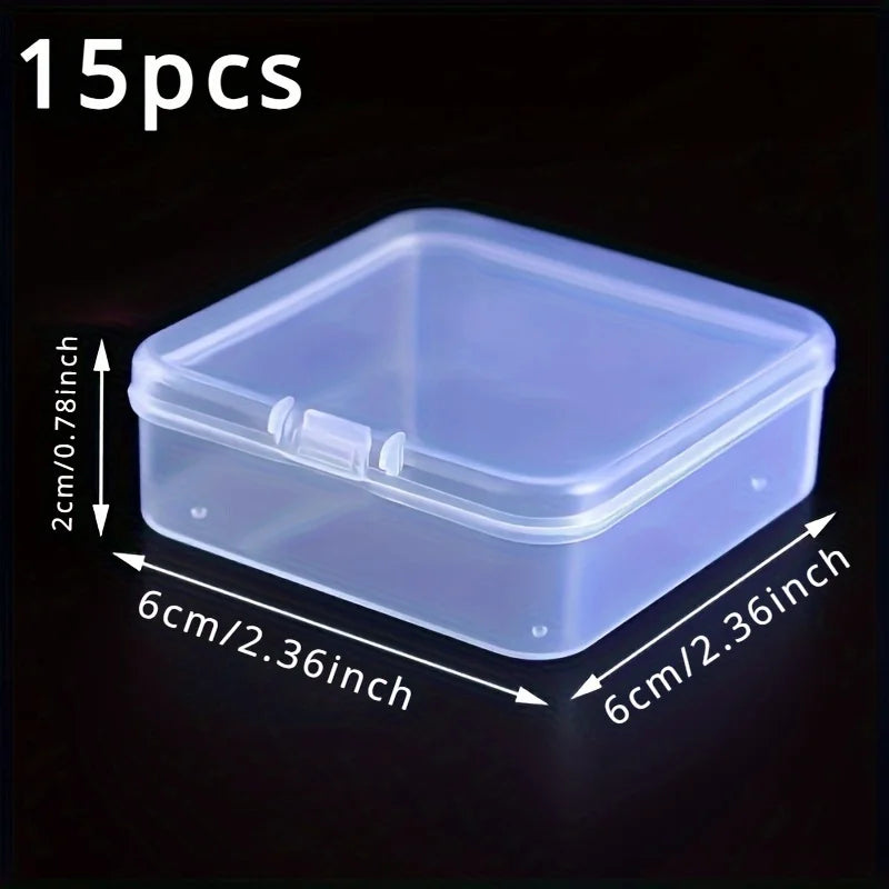 Mini Clear Plastic Storage Boxes with Hinged Lid | Craft Organizer Clear Storage Box Babs 15pcs