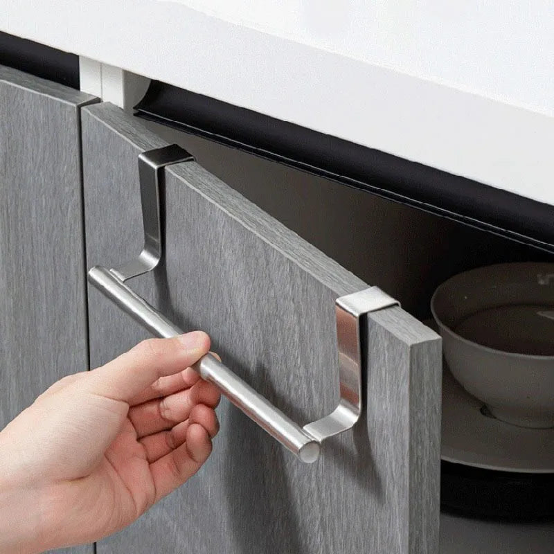 No-Drill Stainless Steel Towel Bar with Hook – 30cm Door Towel Bar Babs Sliver-36cm Long