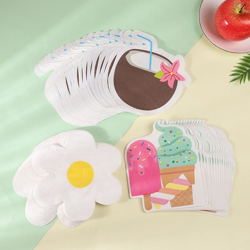 20Pcs Tropical Coconut Ice Cream Disposable Paper Napkins Disposable Paper Napkins Babs